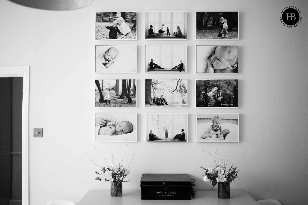 white tray frame grid display of twelve family photos